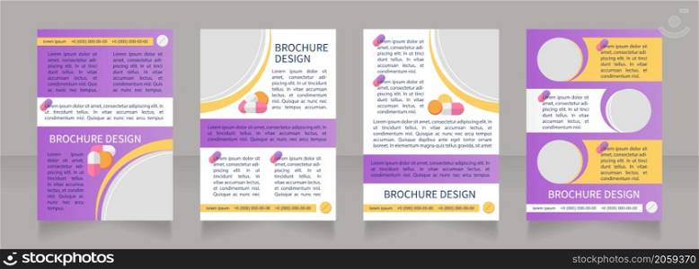New medication promotional blank brochure layout design. Vertical poster template set with empty copy space for text. Premade corporate reports collection. Editable flyer paper pages. New medication promotional blank brochure layout design