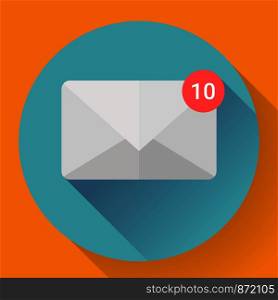 New Message in Mail Icon Notification. Flat style. . Mail Icon With Notification