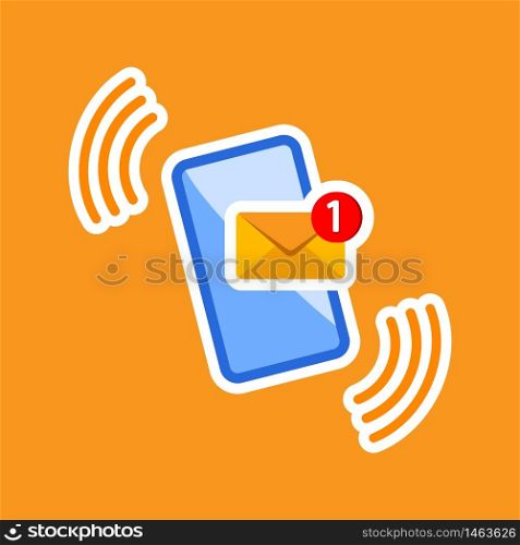 New message, notification, email, amail, chat or letter on smartphone icon flat on isolated background. EPS 10 vector. New message, notification, email, amail, chat or letter on smartphone icon flat on isolated background. EPS 10 vector.