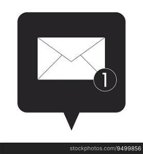 New message notification flat monochrome isolated vector icon. Email speech bubble. Envelope. Editable black and white line art drawing. Simple outline spot illustration for web graphic design. New message notification flat monochrome isolated vector icon