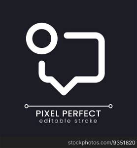 New message pixel perfect white linear ui icon for dark theme. Chat notification. Vector line pictogram. Isolated user interface symbol for night mode. Editable stroke. Poppins font used. New message pixel perfect white linear ui icon for dark theme