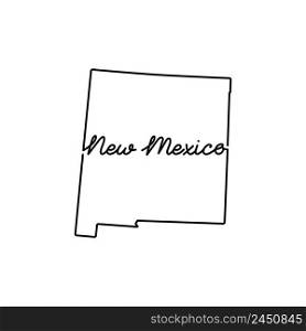 New Mexico US state outline map with the handwritten state name. Continuous line drawing of patriotic home sign. A love for a small homeland. T-shirt print idea. Vector illustration.. New Mexico US state outline map with the handwritten state name. Continuous line drawing of patriotic home sign