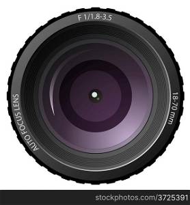 New modern camera lens isolated on white background.