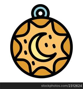New moon amulet icon. Outline new moon amulet vector icon color flat isolated. New moon amulet icon color outline vector