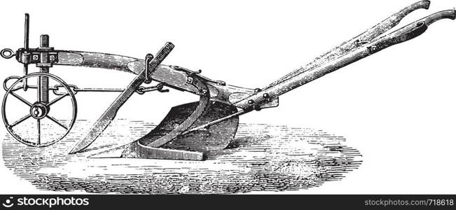 New Plough Meixmoron, Dombasle, vintage engraved illustration. Industrial encyclopedia E.-O. Lami - 1875.