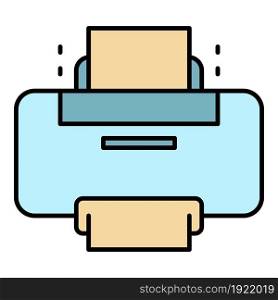 New printer icon. Outline new printer vector icon color flat isolated on white. New printer icon color outline vector