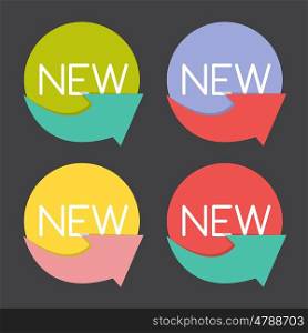 New Product Label Set in Retro Colors Vector Illustration EPS10. New Product Label Set in Retro Colors Vector Illustration