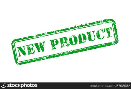 New product rubber stamp. New product green rubber stamp vector illustration. Contains original brushes
