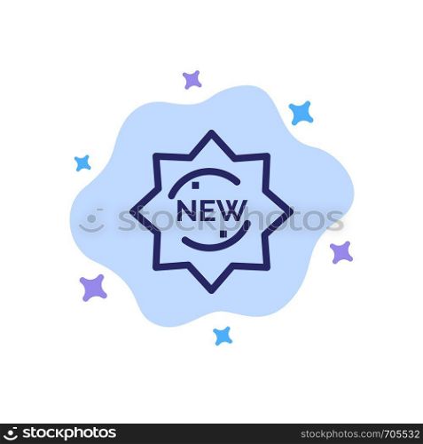 New, Product, Sticker, Badge Blue Icon on Abstract Cloud Background