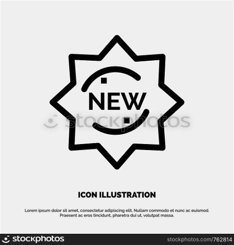 New, Product, Sticker, Badge Vector Line Icon