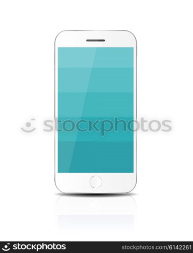 New Realistic Mobile Phone With Blue Screen. Vector Illustration. EPS10