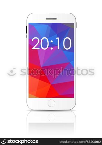 New Realistic Mobile Phone With Colorful Screen. Vector Illustration. EPS10