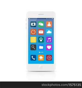 New realistic mobile smart phone modern style. Vector smartphone with ui icons. isolated on white background.