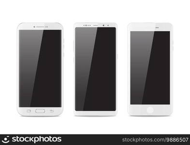 New realistic mobile white smartphone modern style. Vector smartphone isolated on white background. set of vector mockups.