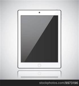New realistic tablet modern style grey background with reflection.. New realistic tablet modern style grey background with reflection