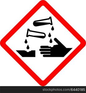 New safety symbol. Corrosive, new safety symbol, simple vector illustration