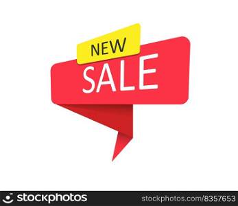 New sale/ A red banner, pointer, sticker, label or speech bubble for apps, websites and creative ideas. Vector design