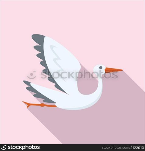 New stork icon flat vector. Fly bird. Nest crane. New stork icon flat vector. Fly bird