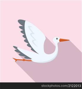 New stork icon flat vector. Fly bird. Nest crane. New stork icon flat vector. Fly bird