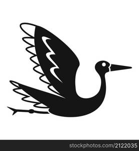 New stork icon simple vector. Fly bird. Nest crane. New stork icon simple vector. Fly bird