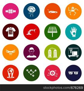 New technologies icons many colors set isolated on white for digital marketing. New technologies icons many colors set