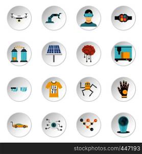 New technologies icons set in flat style. Innovative app and gadget set collection vector icons set illustration. New technologies icons set, flat style