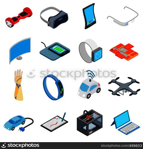 New technology icons set in isometric 3d style isolated on white. New technology icons set