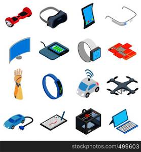 New technology icons set in isometric 3d style isolated on white. New technology icons set
