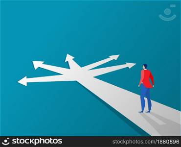 New way concept. Beginning journey adventures and opportunities. Businessman on road outdoor. illustration