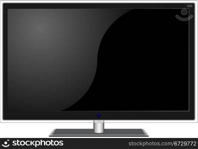 New widescreen TV set in elegant glass design isolated on white background. Vector illustration.