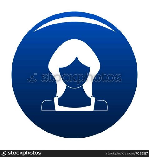 New woman user icon vector blue circle isolated on white background . New woman user icon blue vector