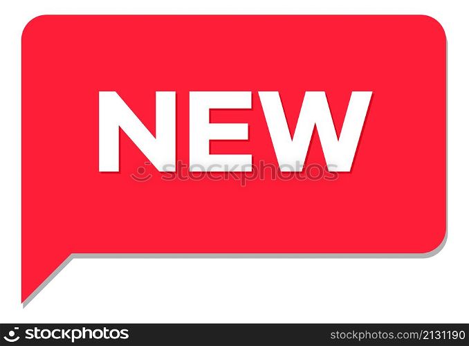 New word in speech bubble. Chat message for newest product promotion isolated on white background. New word in speech bubble. Chat message for newest product promotion