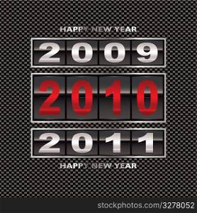 New year 2010 with carbon fiber background and ticker counter