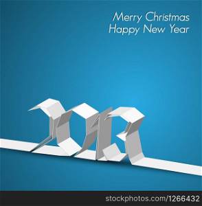 New Year 2013 card made from paper stripe, blue vector illustration