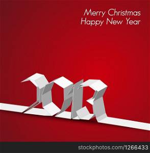 New Year 2013 card made from paper stripe, red vector illustration