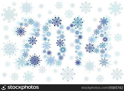 New year 2014 by snow stars background vector illustration