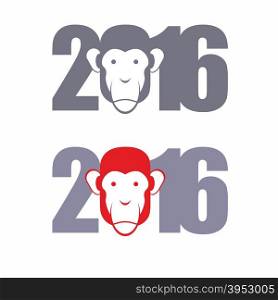 New year 2016. Year of fire monkey. Vector illustration&#xA;