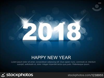 New Year 2018 card template with back light and place for your text