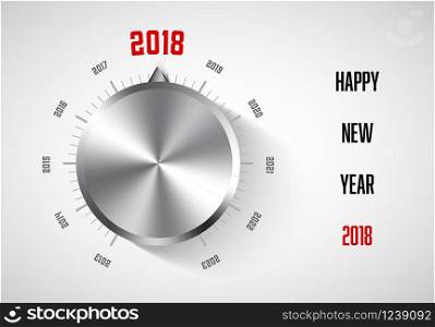 New year 2018 card template with chrome knob