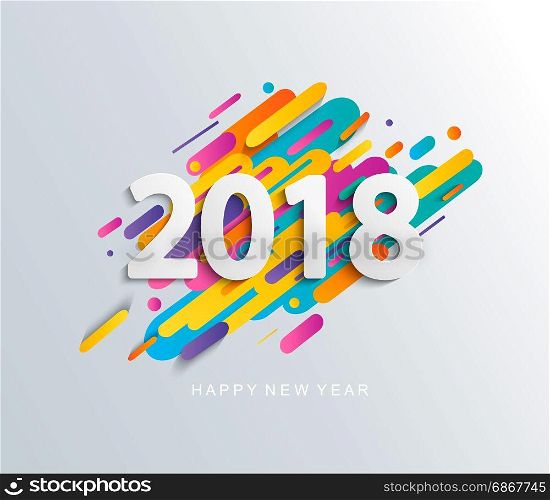 New Year 2018 design card on modern background.. Creative happy new year 2018 design card on modern background. Vector illustration.
