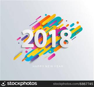 New Year 2018 design card on modern background.. Creative happy new year 2018 design card on modern background. Vector illustration.