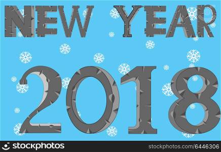 New Year 2018. New Year 2018 on we turn blue background with snowflake