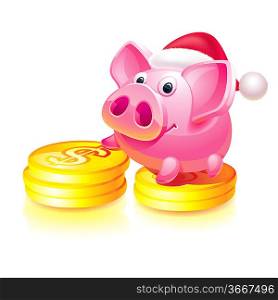 New Year&acute;s piggy bank guard