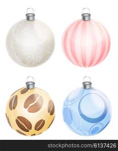 New Year and Christmas Balls Set Vector Illustration EPS10. New Year and Christmas Balls Set Vector Illustration