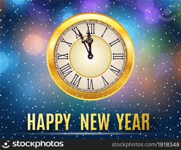 New Year and Christmas concept banner with vintage clock. New Year and Christmas concept