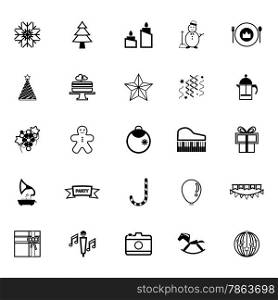 New year and christmas line icons on white background, stock vector