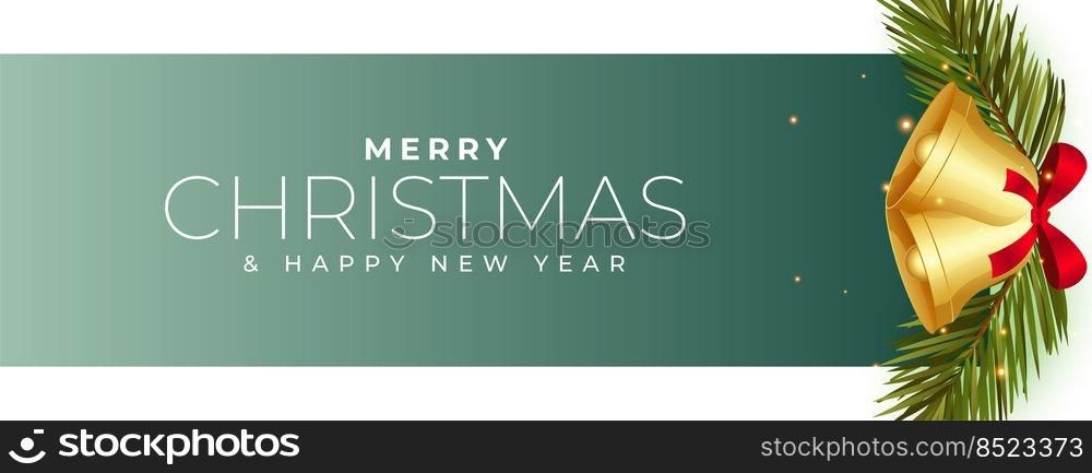new year and christmas realistic banner with bell design