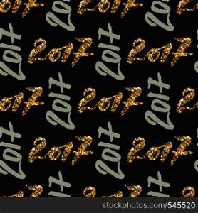 New Year background of golden calligraphy numbers 2017. Vector seamless pattern for wrapping paper or decorations. Bright backdrop for Christmas winter holiday. New Year background of golden calligraphy numbers 2017. Vector seamless pattern for wrapping paper or decorations. Bright backdrop for Christmas winter holidays