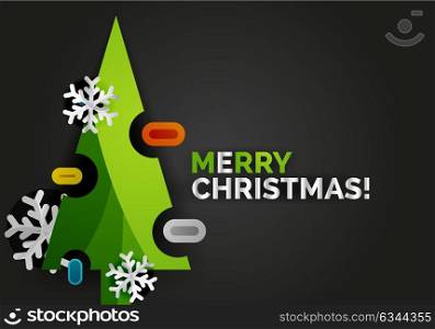 New Year Christmas tree banner, black background. New Year Christmas tree banner, black background. Vector Merry Christmas ans Happy New Year design