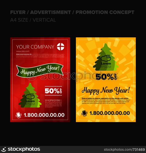 New Year Discount. Set of banners, flyers or posters. New Year Discount